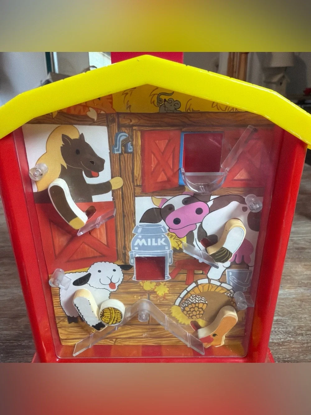 Vintage Barn Animal Mechanical Pinball Game Toy Farm Theme